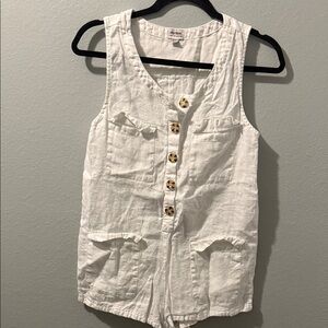 Rhythm White Sleeveless Romper 100% linen